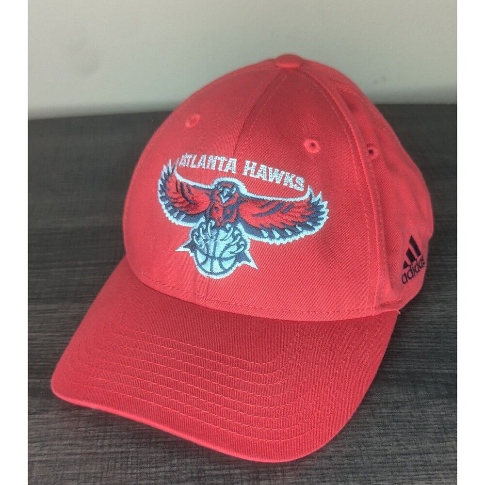 Adidas NBA Atlanta Hawks 100% Cotton One Size Black/Red Adjustable Strap Hat